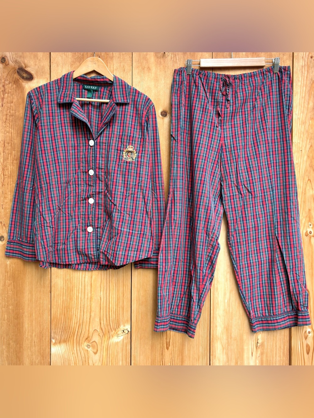 Ralph Lauren Plaid Cotton Pajama Set Sz Large